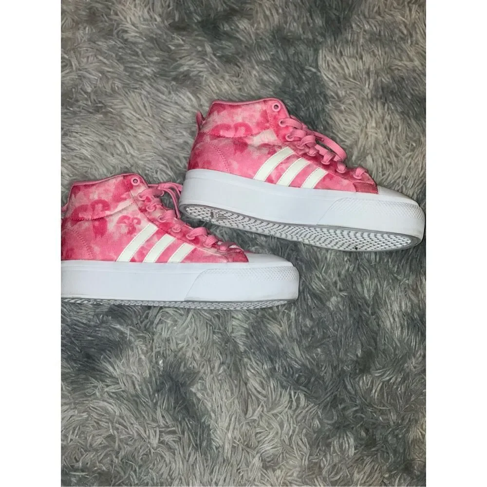 Adidas Womens Sportswear Bravada 2.0 Platform Mid Shoes  Barbie Pink/White Size - Picture 2 of 6